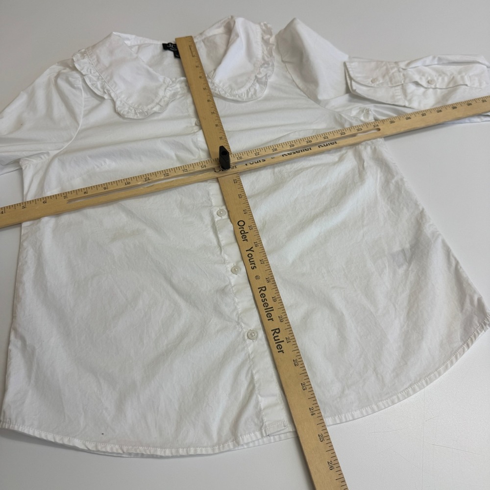 J.Crew Blouse Womens 6 White Peter Pan Collar Ruffle Organic Cotton BT732 - Picture 10 of 10